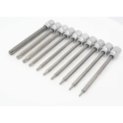 Zestaw długich kluczy torx 3/8" t10-t55 matowe+knurling
