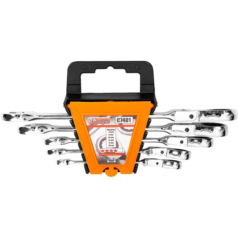 Klucze z grzechotką na przegubie 8-19mm łamane corona