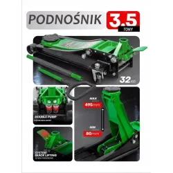 Podnośnik hydrauliczny żaba 3.5 t lewarek niska 80-495 guma