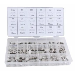 Zestaw bezpieczników szklanych 5x20mm 180szt