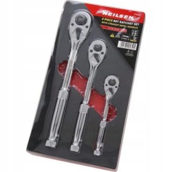 Zestaw 3 grzechotek 90 zębów 1/4 3/8 1/2 neilsen