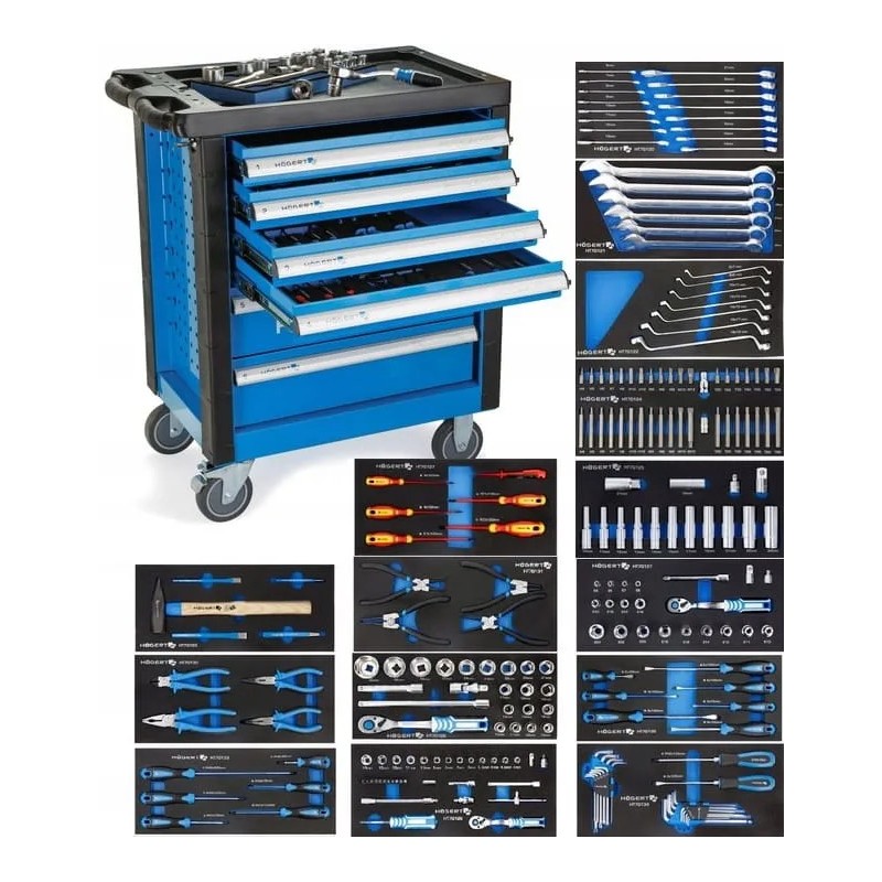 Wózek narzędziowy szafka z narzędziami 214 el hogert