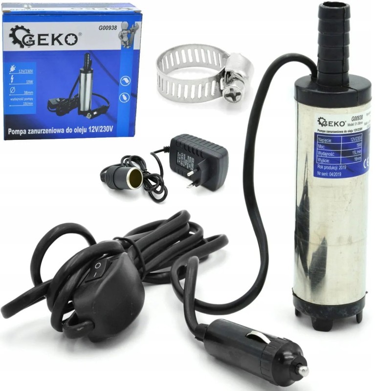 Pompa do spuszczania paliwa oleju 12v 230v 38mm