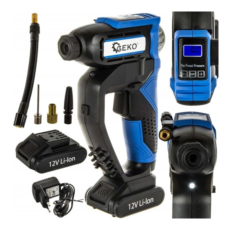 Kompresor pompka akumulatorowa 12v lcd 150psi geko