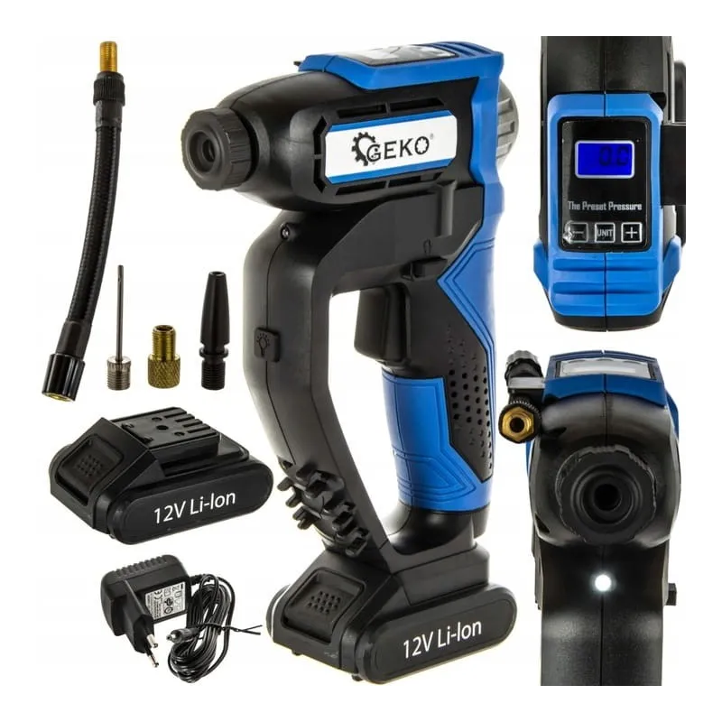Kompresor pompka akumulatorowa 12v lcd 150psi geko