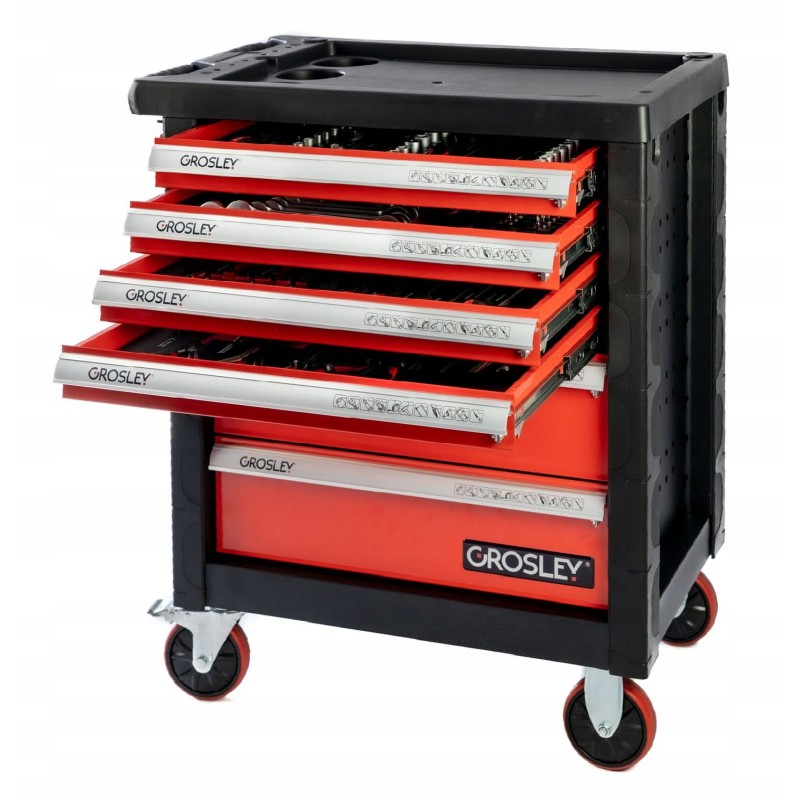 Wózek narzędziowy z 6 szufladami z wyposażeniem 156 narzędzi