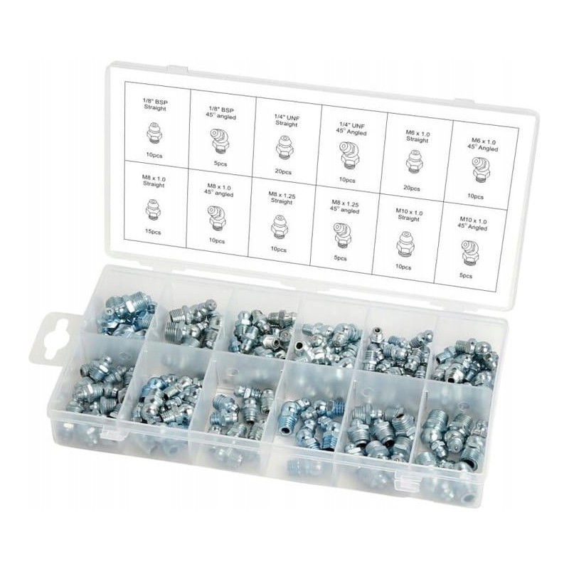 Kalamitki smarowniczki calowe metryczne 130 el