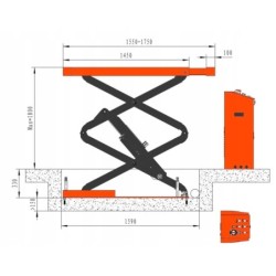 Podnośnik nożycowy podposadzkowy 3,5t 3500kg 180cm