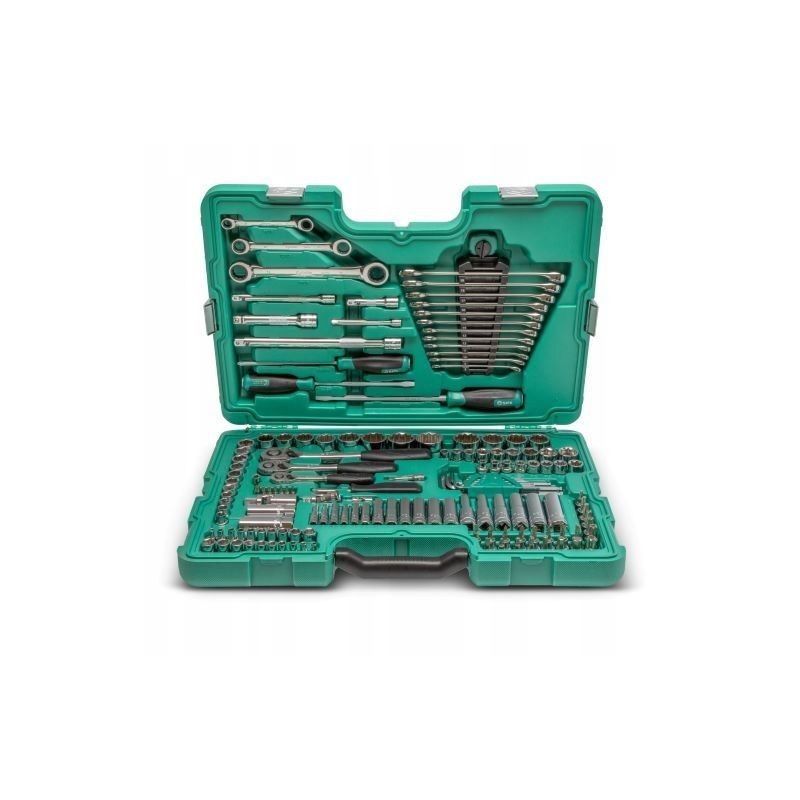 Zestaw kluczy nasadowych 150 el 1 4 3 8 1 2 sata w walizce