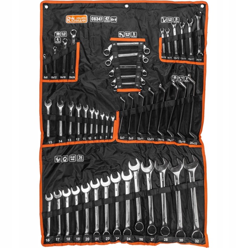 Zestaw klucze płasko oczkowe 47el corona