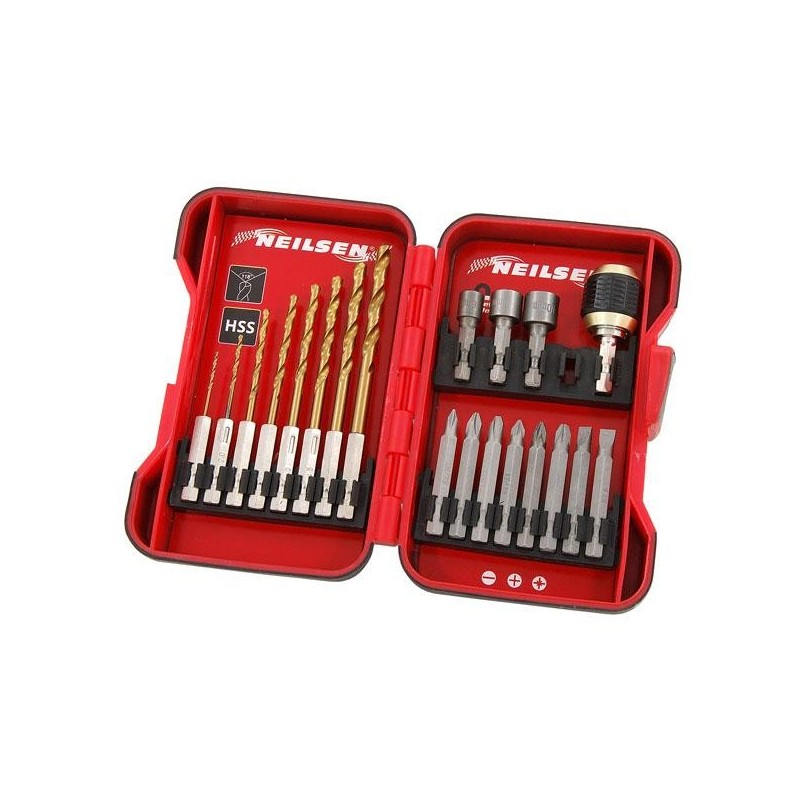 Wiertła hss bity nasadki hex do wkrętarki 20el