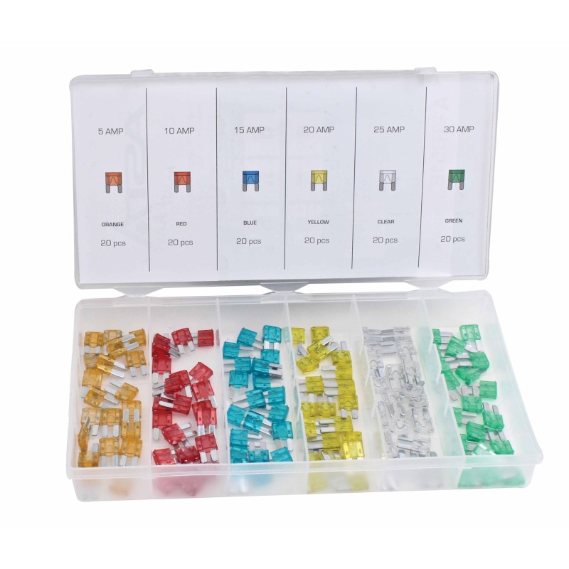 Bezpieczniki samochodowe zestaw mikro 120 sztuk