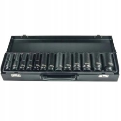 Set of 12 angle long impact sockets 1/2" 10-30mm