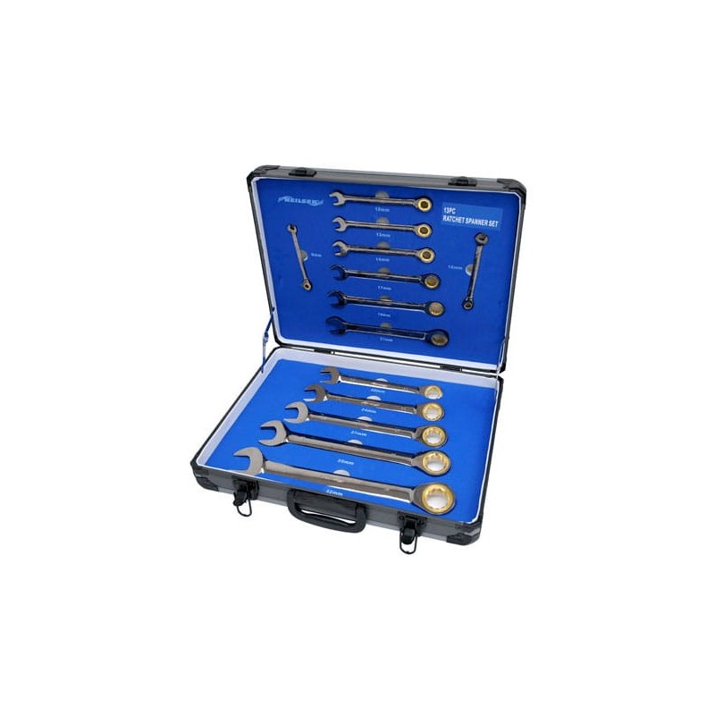 Zestaw kluczy płasko oczkowych z grzechotką 8-32