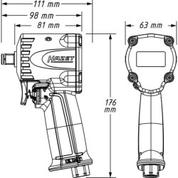 Hazet klucz pneumatyczny 1/2 udarowy mini krótki 1200nm 111mm
