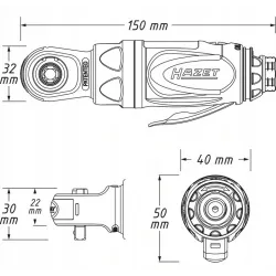 Hazet mini grzechotka pneumatyczna kątowa 40 nm 1/4"