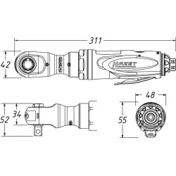 Hazet grzechotka pneumatyczna 1/2" 108nm kątowa
