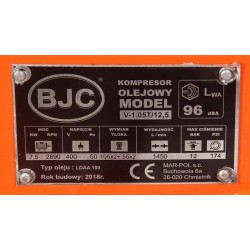 Kompresor sprężarka czterotłokowa olejowa 350l 12bar 1450l/min 7,5kw bjc