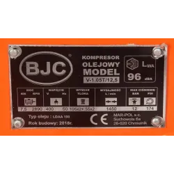 Kompresor sprężarka czterotłokowa olejowa 350l 12bar 1450l/min 7,5kw bjc