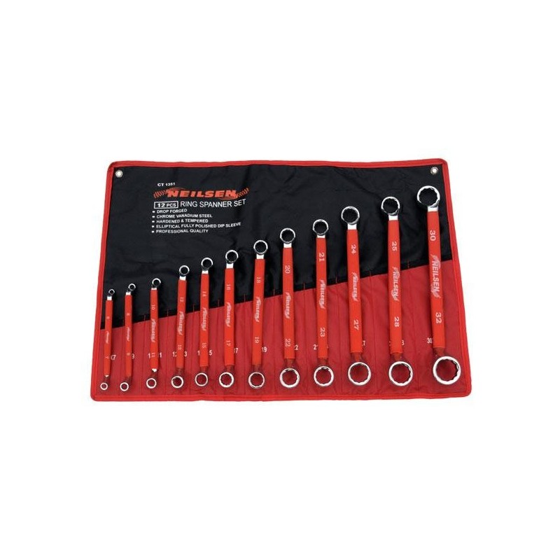 Klucze oczkowe odgięte zestaw 6-32 mm 12szt. gięte