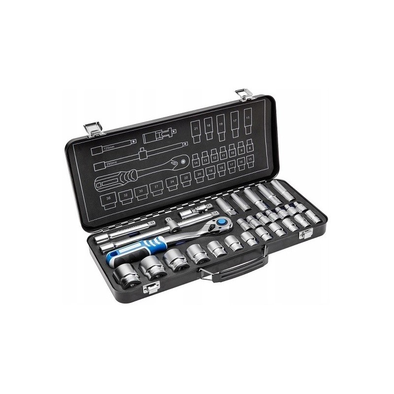 Hogert zestaw kluczy nasadek 1 2 grzechotka 29szt.