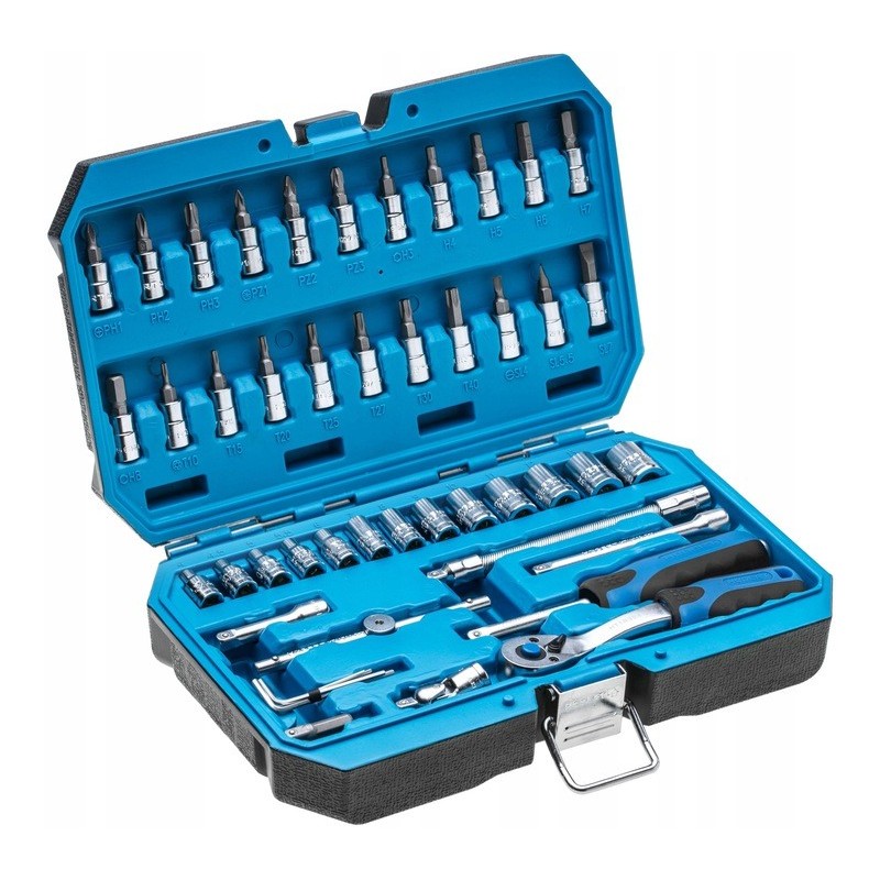 Hogert zestaw kluczy nasadowych 1 4 nasadki bity klucze nasadowe 46 szt w walizce