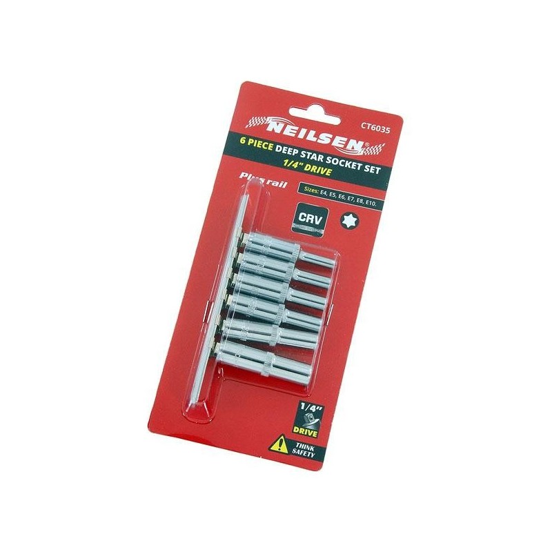 Klucze nasadki torx długie e4-e10 1 4 zestaw kluczy torxe neilsen