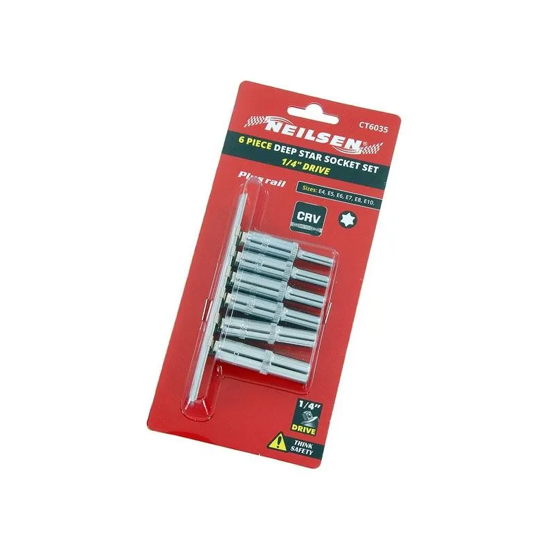 Klucze nasadki torx długie e4-e10 1 4 zestaw kluczy torxe neilsen