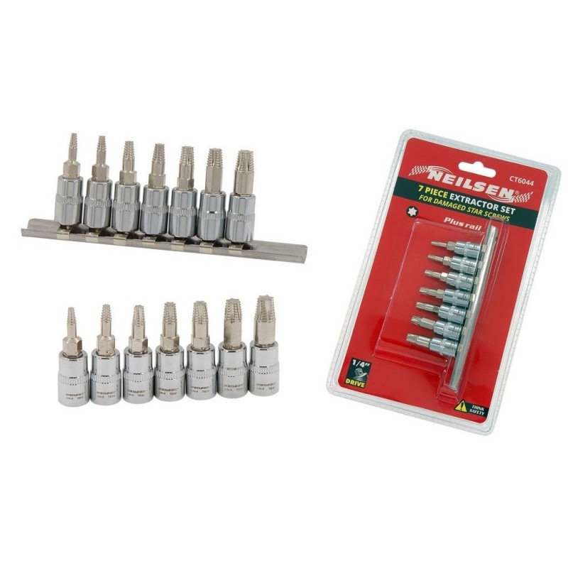 Zestaw bitów wykrętaków obrobionych uszkodzonych śrub torx t10-t40 neilsen