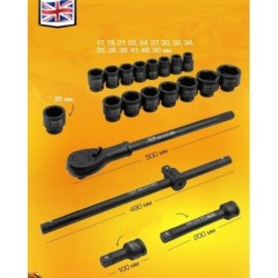 Zestaw narzędzi kluczy udarowych 3/4″ (21el) (6kąt) w walizce 17-50mm