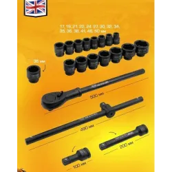 Zestaw narzędzi kluczy udarowych 3/4″ (21el) (6kąt) w walizce 17-50mm