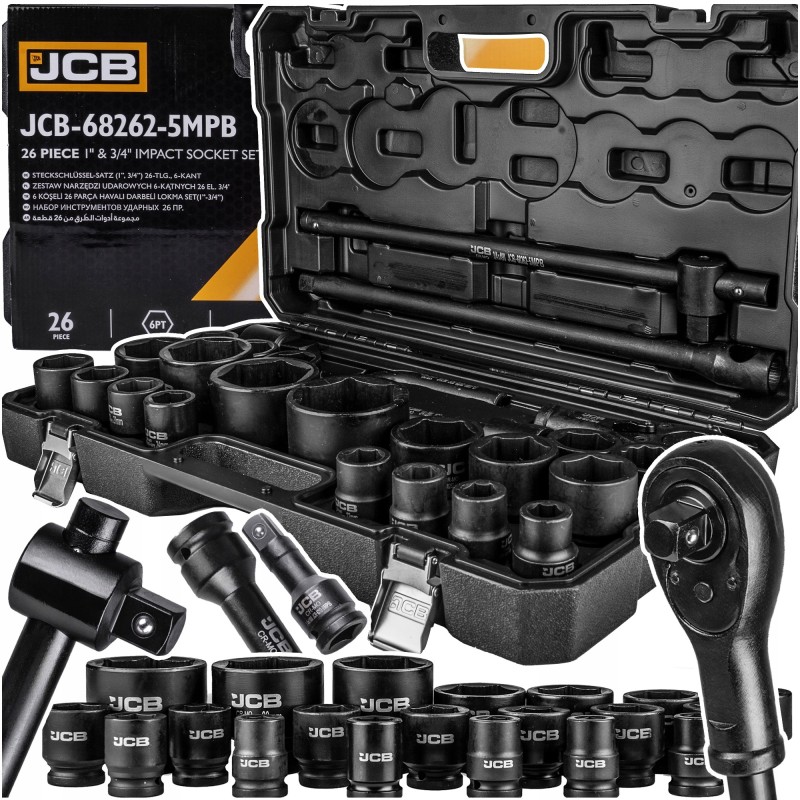 Zestaw narzędzi kluczy udarowych 3 4 i 1 (26el) (6kąt) w walizce 17-65mm