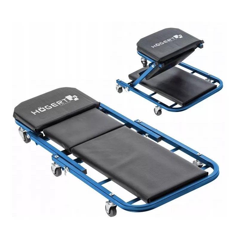 Leżanka warsztatowa z funkcją siedziska 2 w 1 obrotowe kółka hoegert