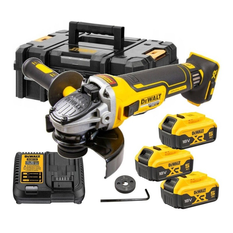 Szlifierka kątowa akumulatorowa dewalt 125mm 18v 3x 5.0ah zestaw