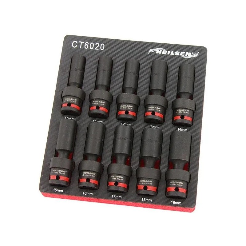 Nasadki klucze zestaw kluczy udarowe 10-19mm długie 1 2 przegubie kulowym