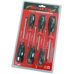 Zestaw wkrętaków płaskie krzyżakowe krótkie 6el