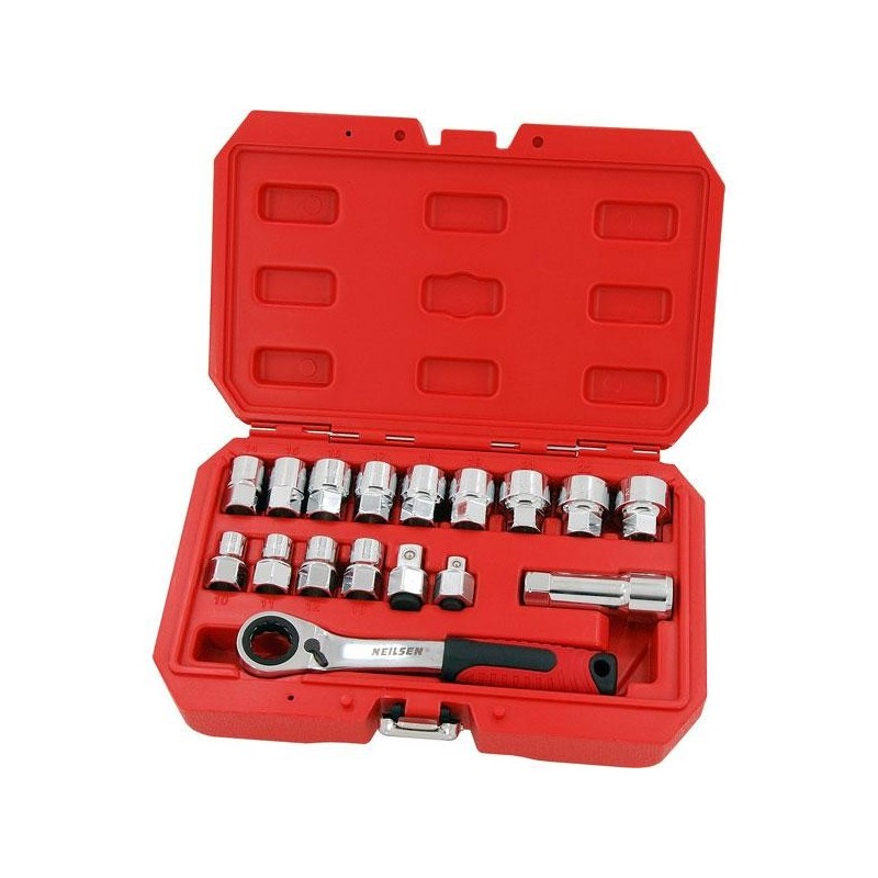 Zestaw nasadek z grzechotką pokrętłem kluczem przelotowym 10-24mm Nasadki