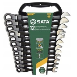 Klucze płasko-oczkowe 12 el klucze z grzechotką łamane 8-19MM SATA