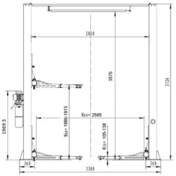 PODNOŚNIK DWUKOLUMNOWY 4T Łączony górą 760-1450MM
