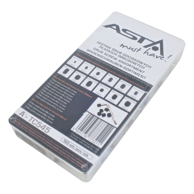Zestaw Śruby dociskowe płaskie HEX M3-M10 160 EL ASTA