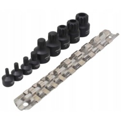 Klucze nasadki SPLINE XZN udarowe niskie 1/4 "-3/8 " M4-M18 zestaw 10 el.