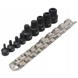 Klucze nasadki SPLINE XZN udarowe niskie 1/4 "-3/8 " M4-M18 zestaw 10 el.