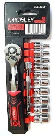 ZESTAW KLUCZY 1/4" GRZECHOTKA PRZEDŁUŻKA NASADKI