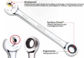 KLUCZ PŁASKO-OCZKOWY Z PODWÓJNĄ GRZECHOTKĄ 17MM SATA