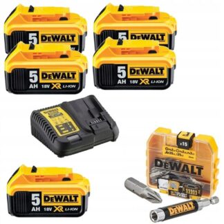 Zestaw Combo Dewalt 10 SZT Narzędzi + 5x AKU 18V Ładowarka Walizka