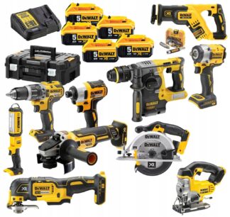 Zestaw Combo Dewalt 10 SZT Narzędzi + 5x AKU 18V Ładowarka Walizka