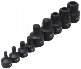 Klucze nasadki SPLINE XZN udarowe niskie 1/4 "-3/8 " M4-M18 zestaw 10 el.