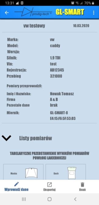 Miernik Grubości lakieru tester APLIKACJA IOS Android